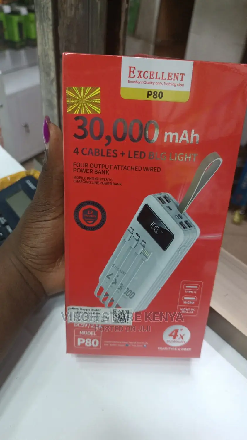 30000MAH Power Bank 3 Charging Cables