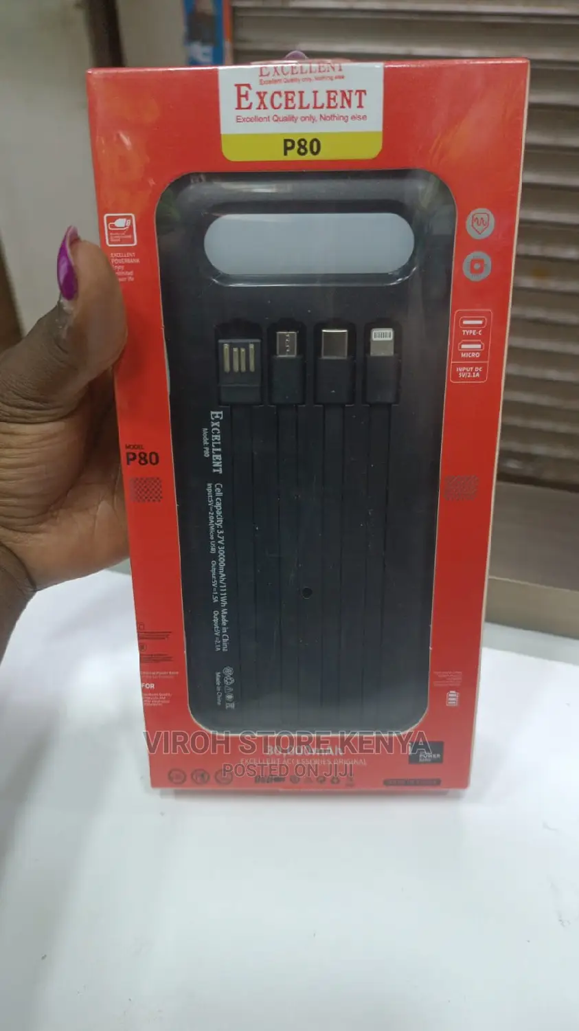 30000MAH Power Bank 3 Charging Cables