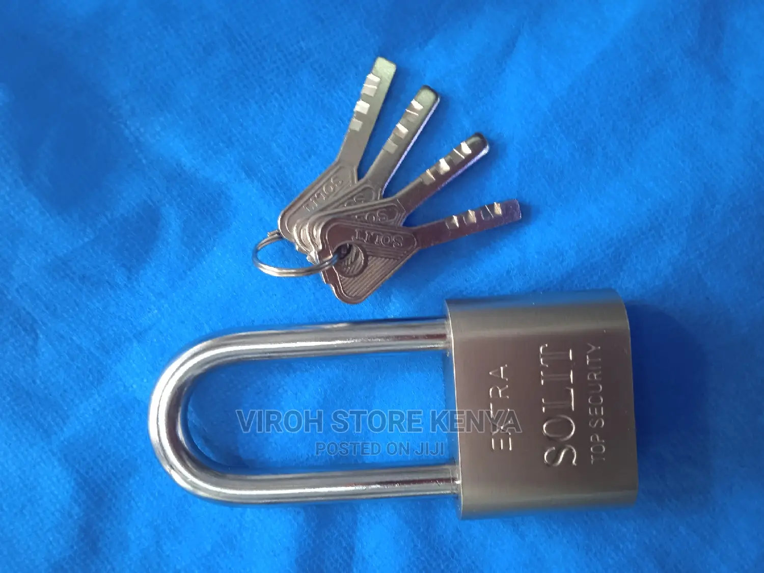Long Neck 50mm Padlock Gate Padlock 4 Keys Long Shackle