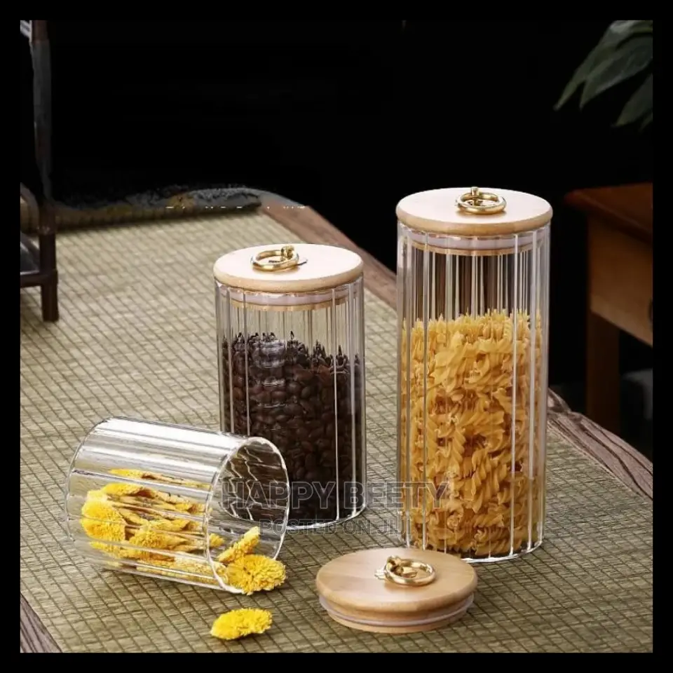 3pcs Set Airtight Kitchen Glass Storage Jars