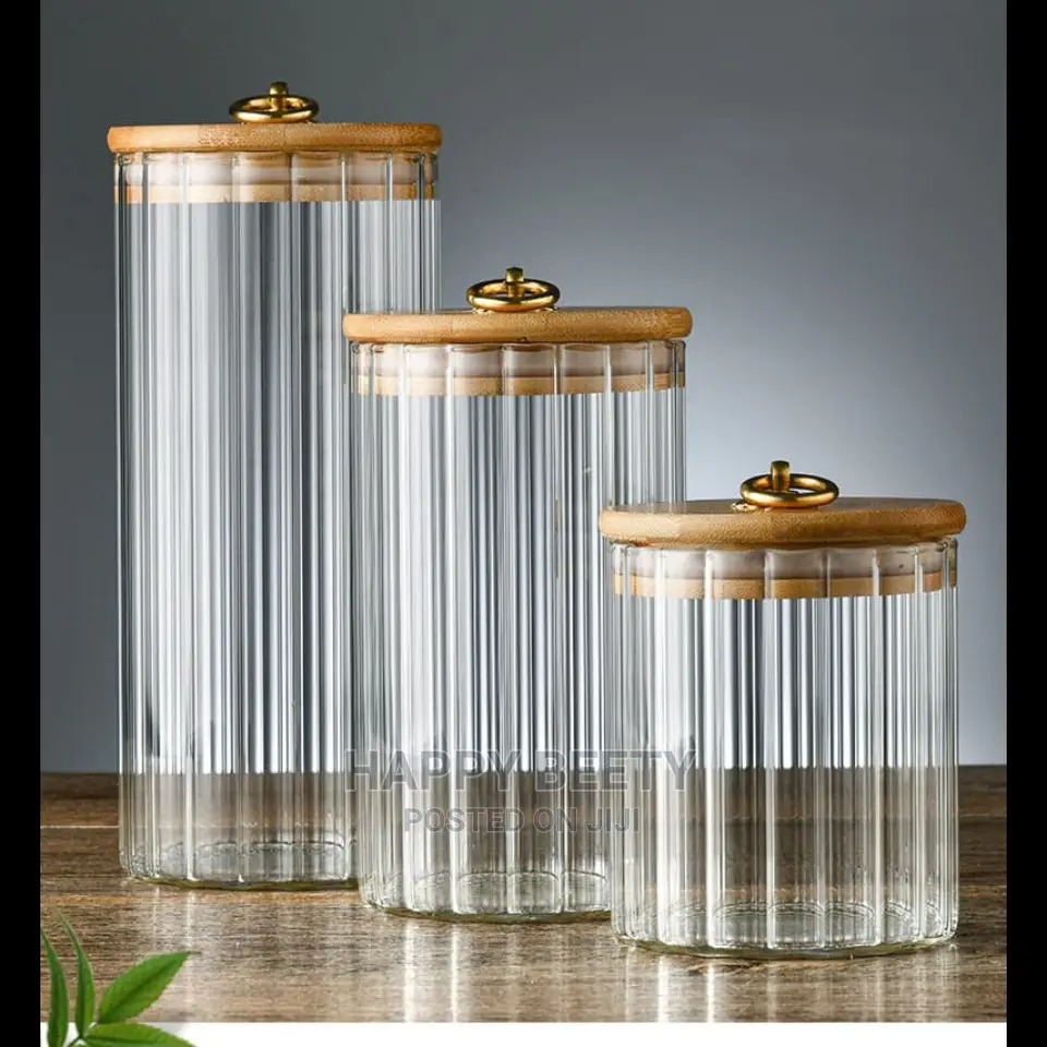3pcs Set Airtight Kitchen Glass Storage Jars