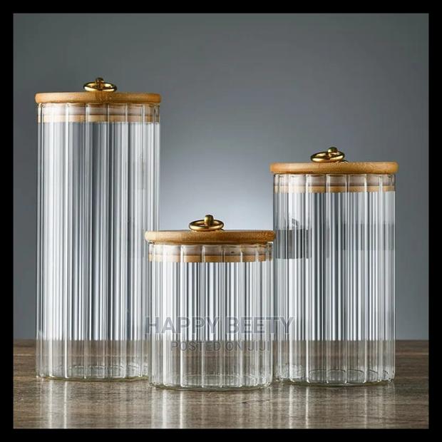 3pcs Set Airtight Kitchen Glass Storage Jars - thumbnail 2