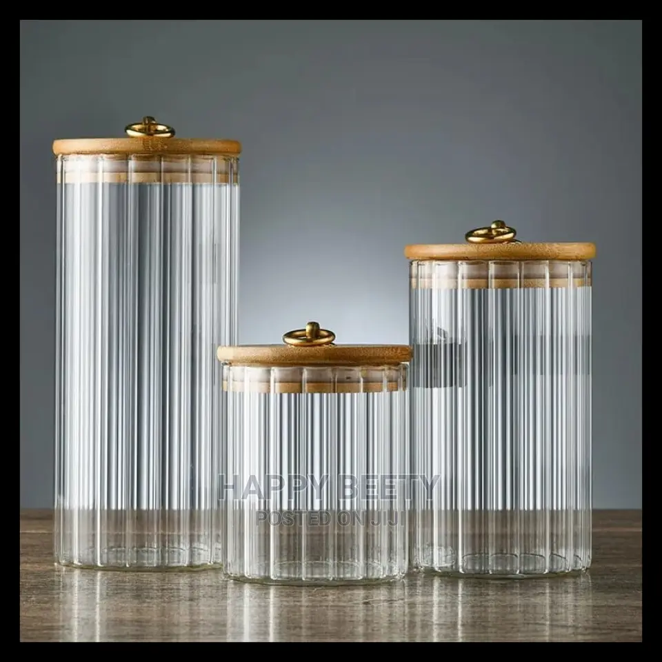 3pcs Set Airtight Kitchen Glass Storage Jars