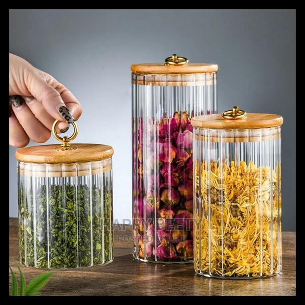 3pcs Set Airtight Kitchen Glass Storage Jars