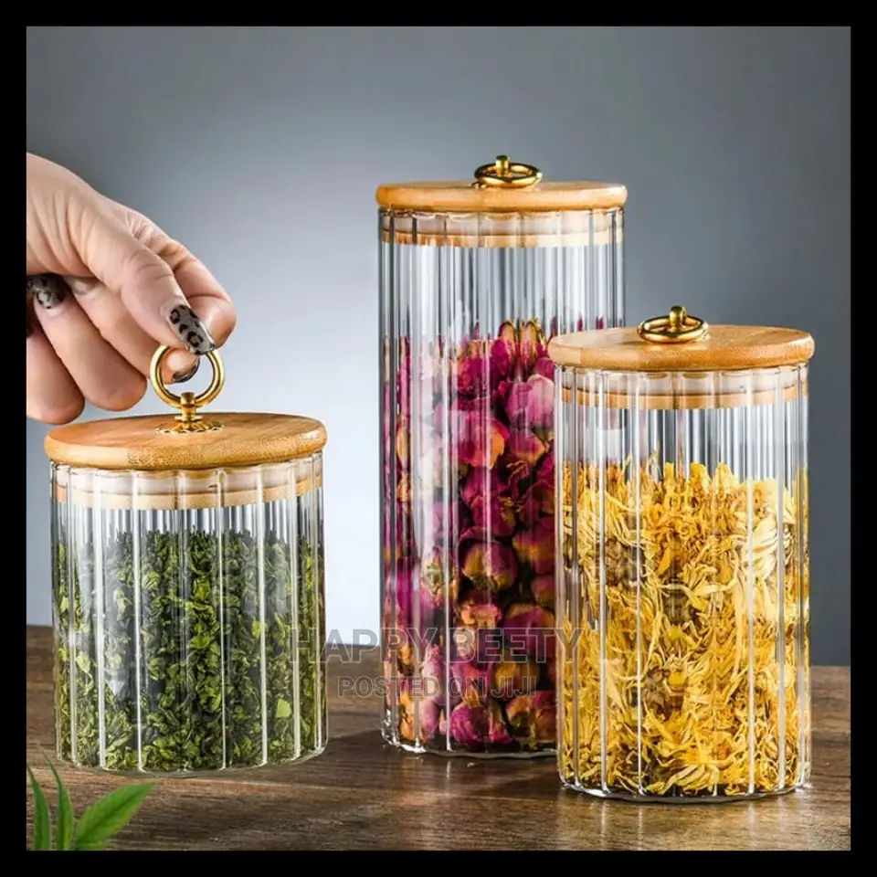 3pcs Set Airtight Kitchen Glass Storage Jars