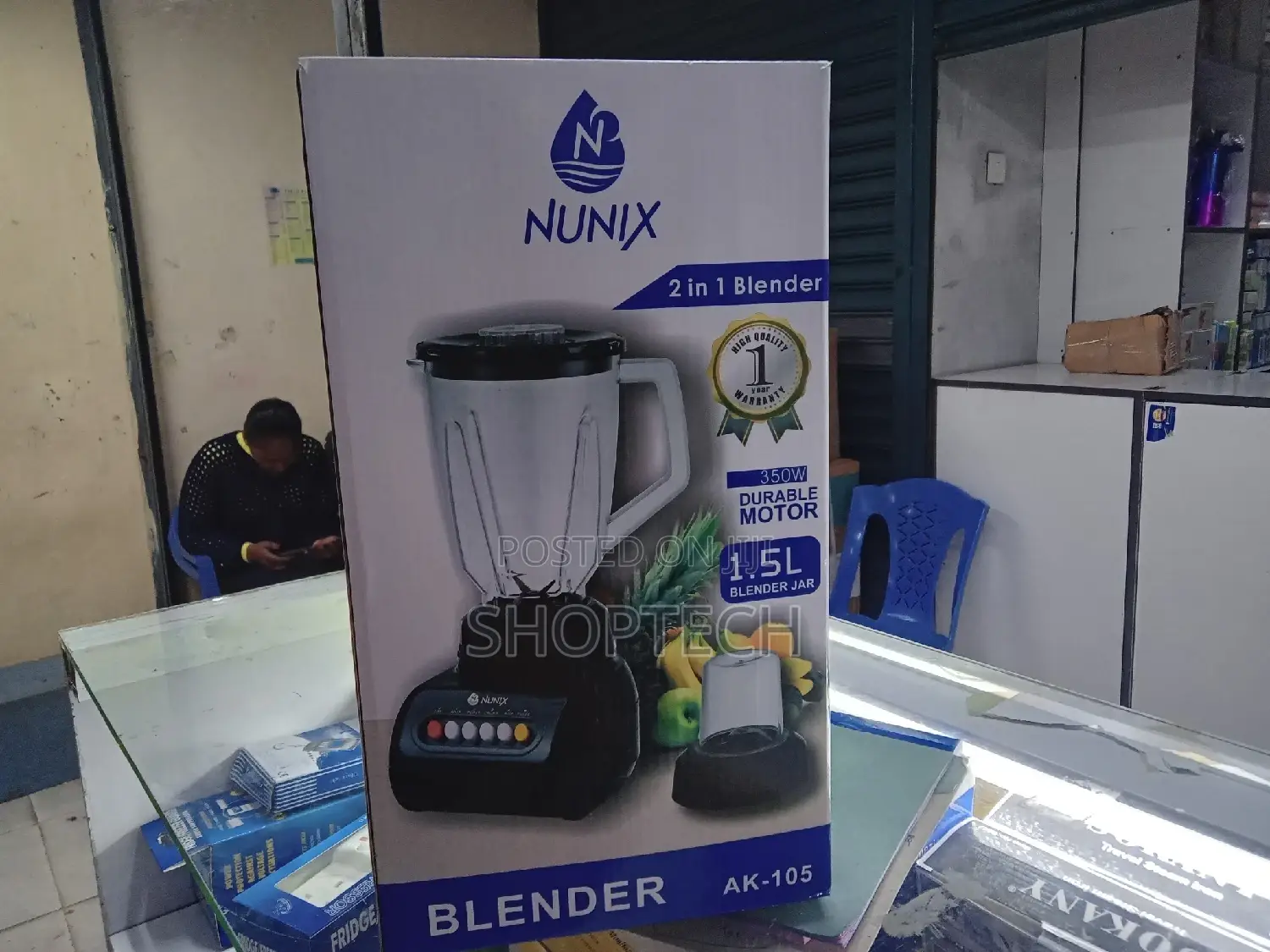 Nunix AK-105, 2 in 1 Blender With Grinding Machine, 1.5L.