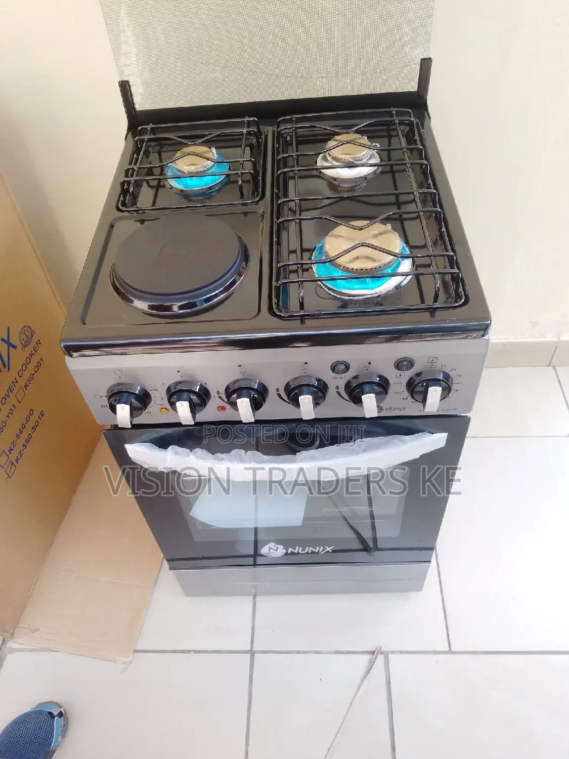 Gas Cooker Nunix 3+1 Gas Burner Cooker With Electric Oven.