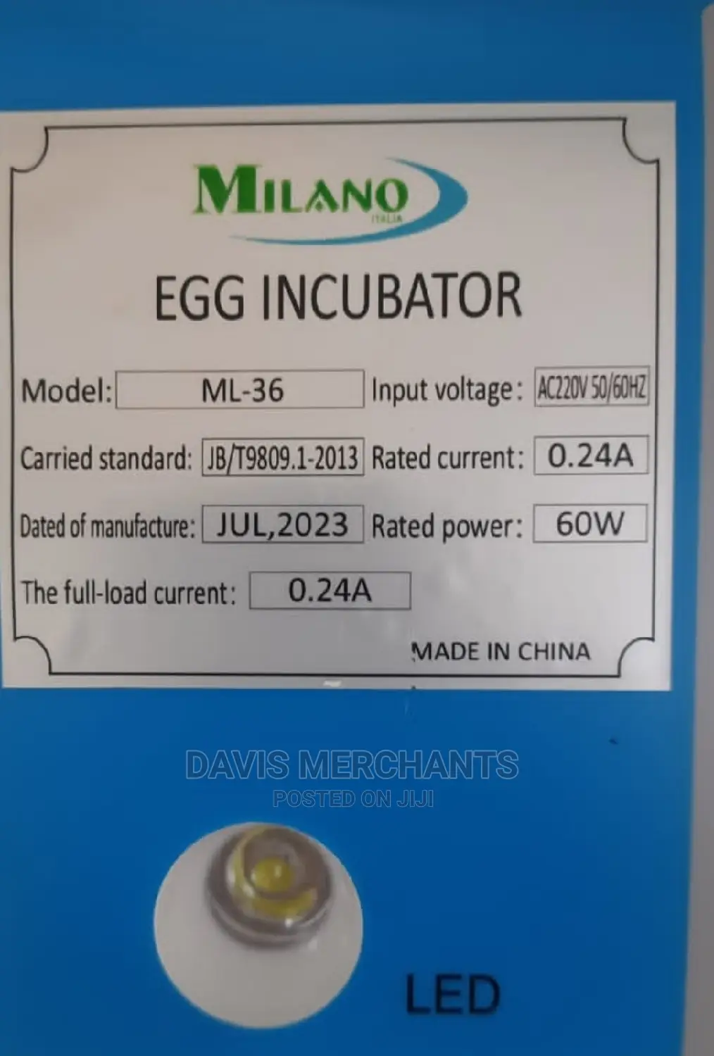 Eggs Incubator With 36 Eggs Capacity, Automatic Machine