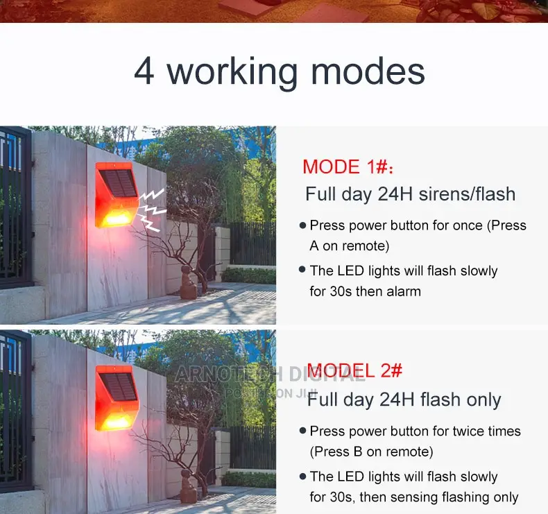 Ip65 Water Proof Remote Controlled Solar/Ac Charging Alarm