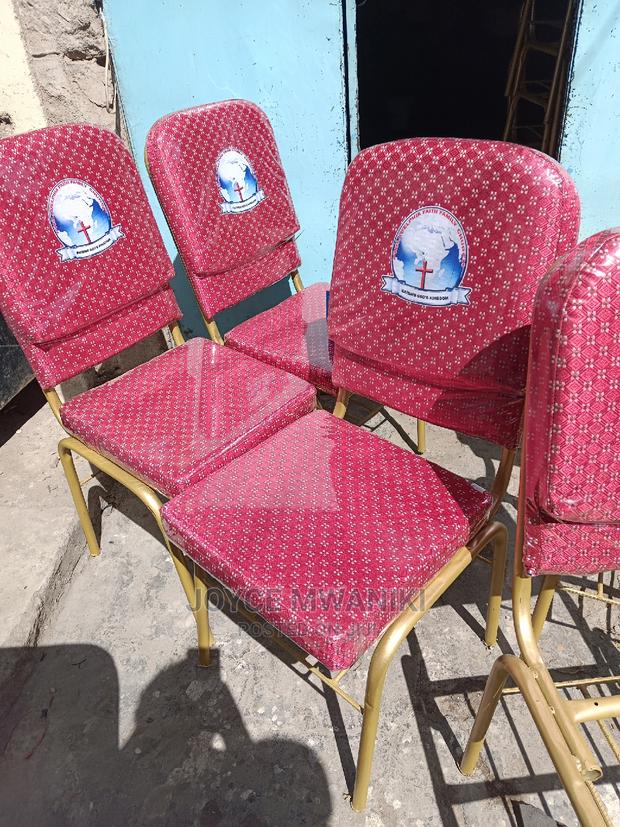 Church Chairs With Logo Red in Colour
