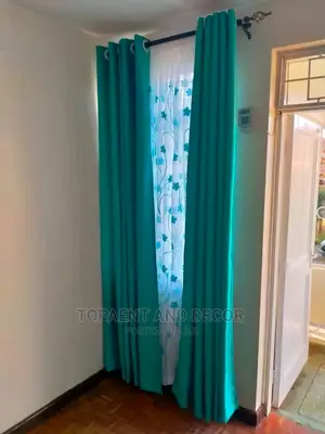 Turquoise Green Soft House Window Curtains and Door Curtains