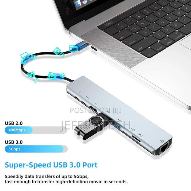 Usb3.0 USB Pd Sd/Tf Rj45 8-in-1 87W Hub Multiport Adapter