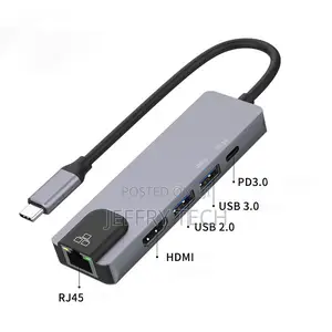 5 in 1 USB C Hub Multiport Adapter Type-C Hub With Ethernet