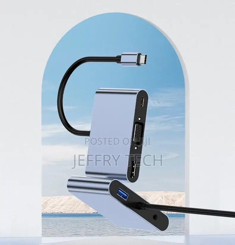 Type C to HDMI VGA 3.5mm Earphone USB3.0 PD87W 5in1 Docking