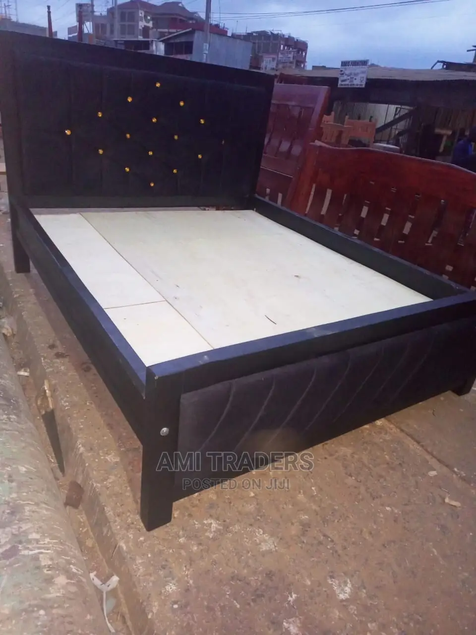 Golden Black Tufted Bed