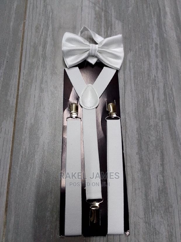 White Suspender With Bowtie - main view