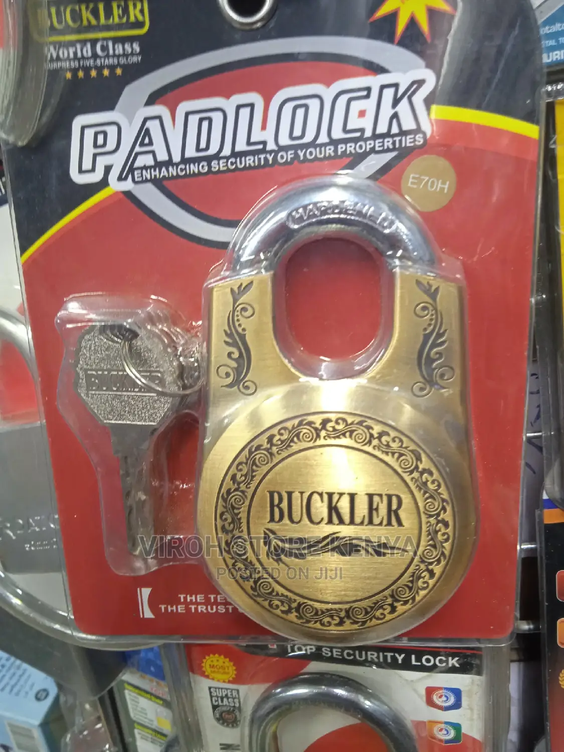 Buckler Anti-theft Padlock With Shackle Barriers 3 Keys Lock