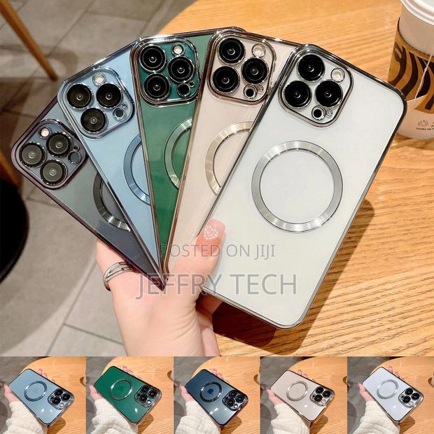 For Apple iPhone 14pro Max 13 12 Clear Case Slim Plating Mag - main view