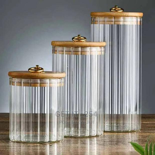 3pcs Set Airtight Kitchen Glass Storage Jars