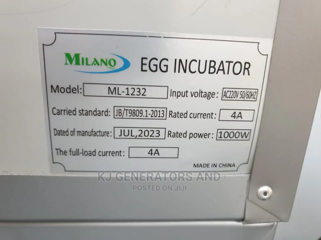 Milano 176eggs Incubator