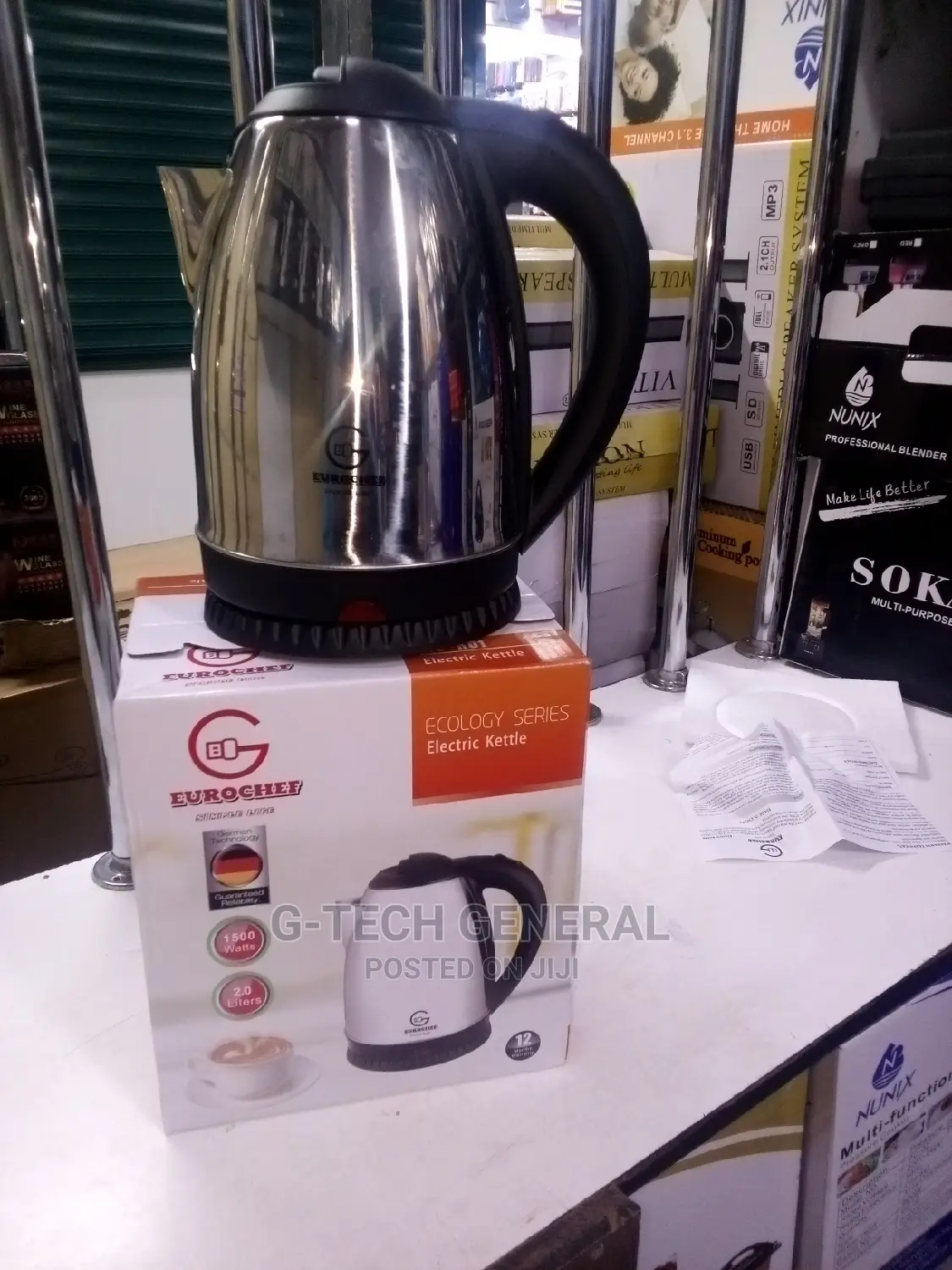 Eurochef 1500watts Stainless Steel Electric Kettle