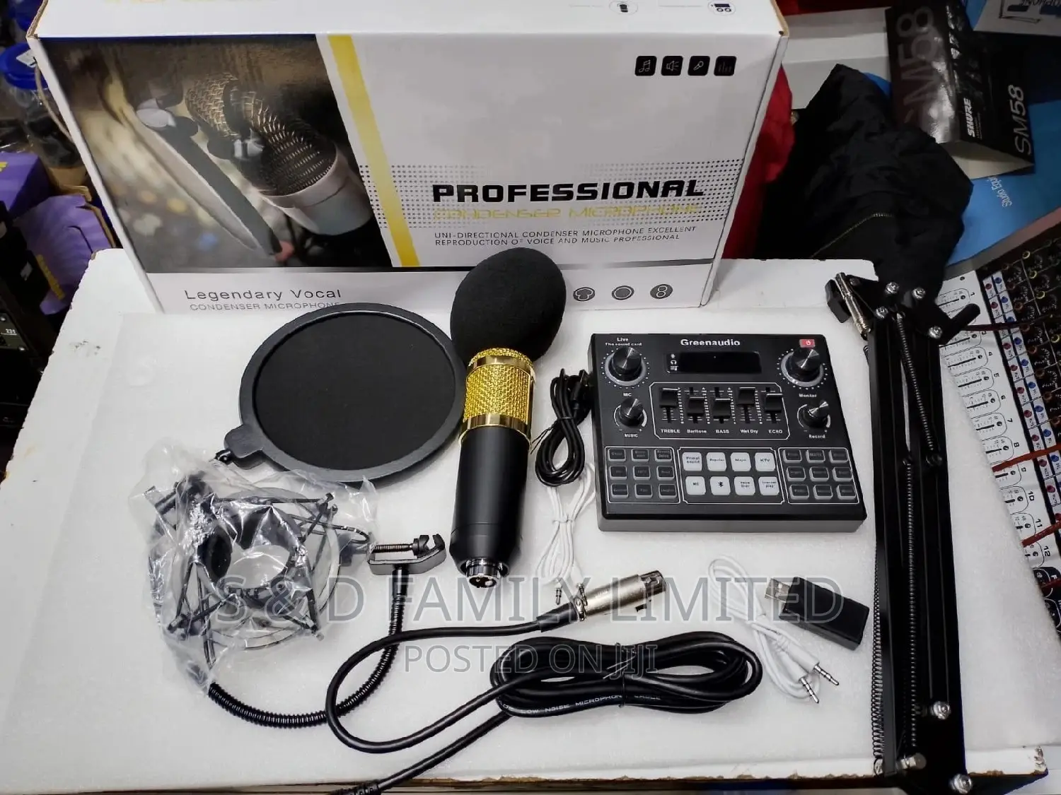 Green Audio Soundcard With BM 800 Complete Microphone Set