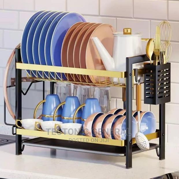 NEW ARRIVAL;2tier Metallic Dish Rack - main view