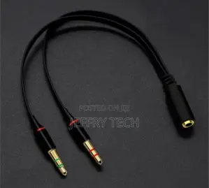 3.5mm Audio Mic Y Splitter Cable Cord Headphone Adapter Fema