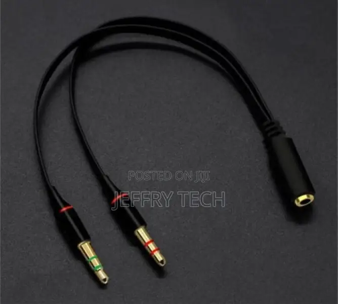 3.5mm Audio Mic Y Splitter Cable Cord Headphone Adapter Fema