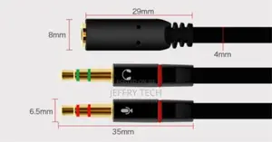 3.5mm Audio Mic Y Splitter Cable Cord Headphone Adapter Fema