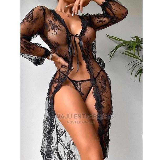 Sexy Long Floral Lace Transparent Kimono Dress Gown Lingerie
