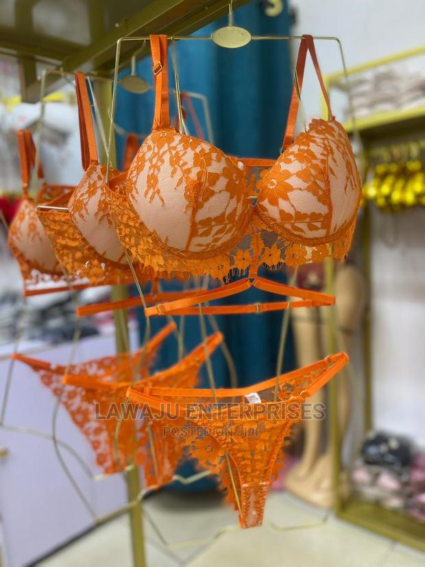 Orange Padded Bra Panty Set - Size 12/14