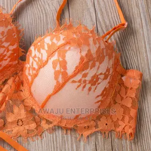 Orange Padded Bra Panty Set - Size 12/14