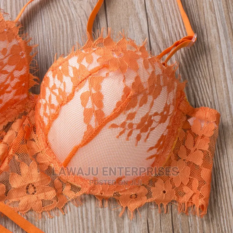 Orange Padded Bra Panty Set - Size 12/14