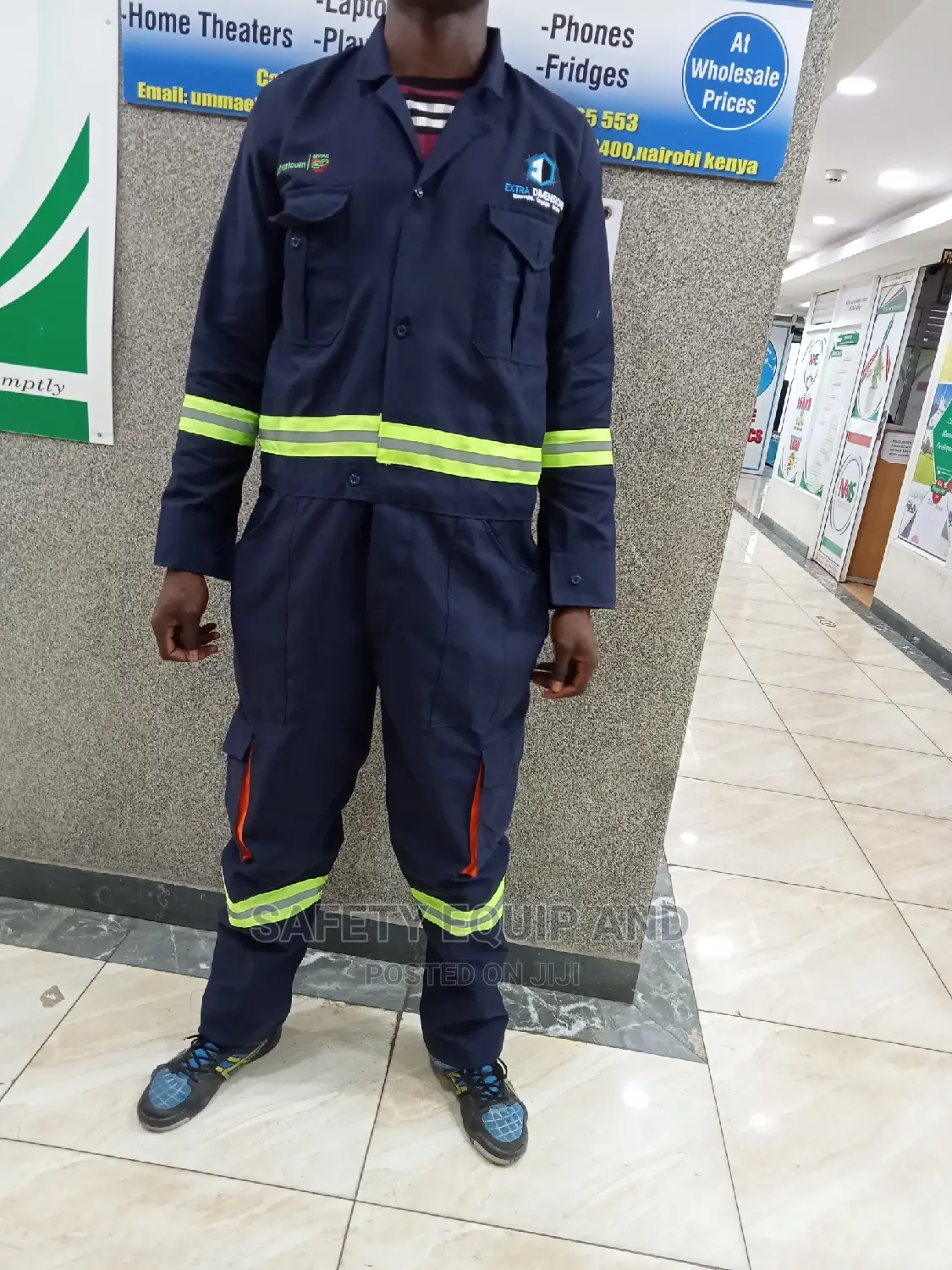 Navy Blue/ Orange Cotton Made Overalls