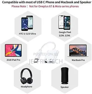 Type-C USB C to 3.5mm Jack Headphone Charger 2 in 1 Adapte