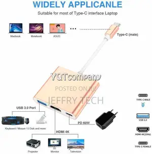 Type C USB 3.1 to USB-C HDMI USB 3.0 Adapter Cable 3 in 1