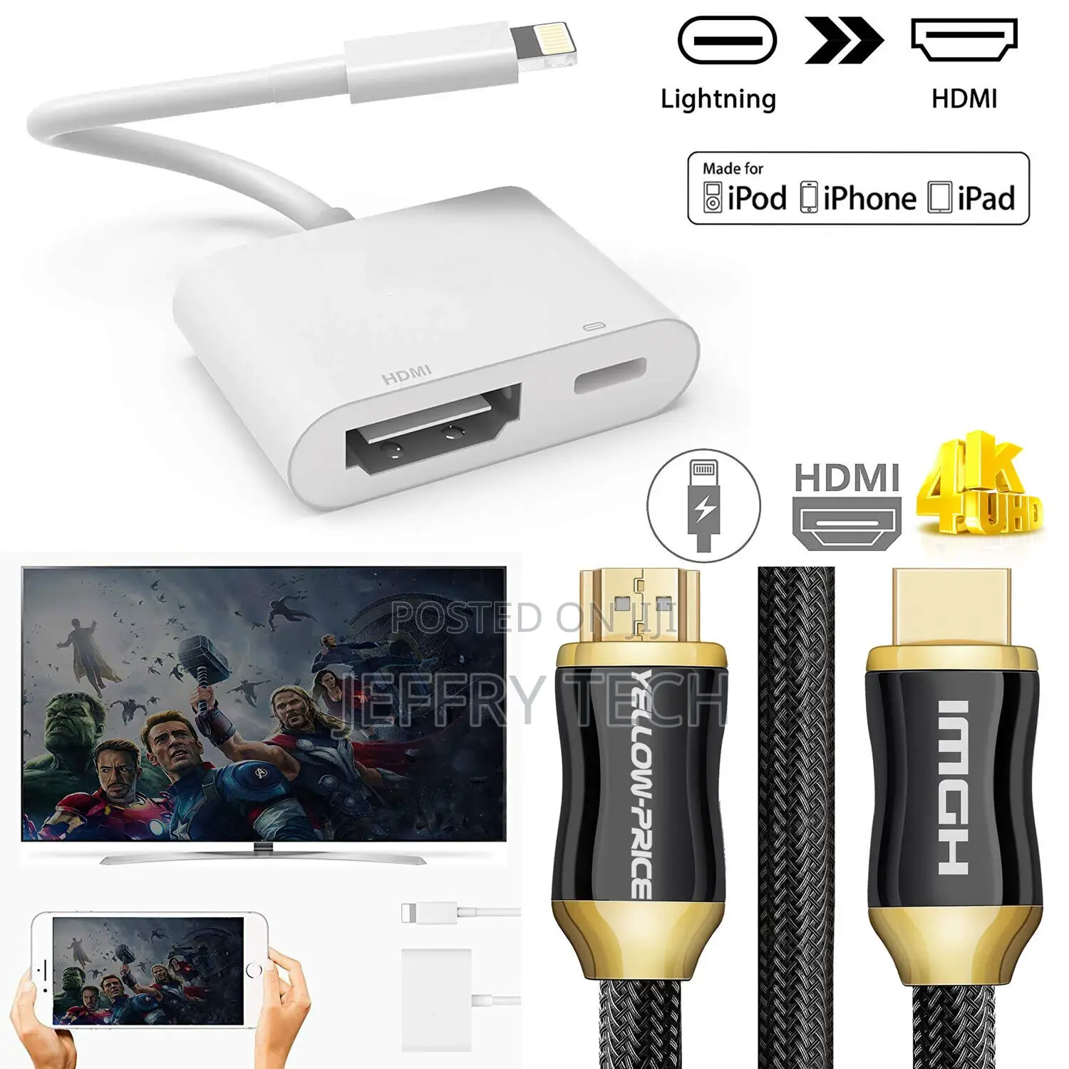  HD for iPhone 14 13 12 11 XR 8 iPad to HDMI VGA AV Audio