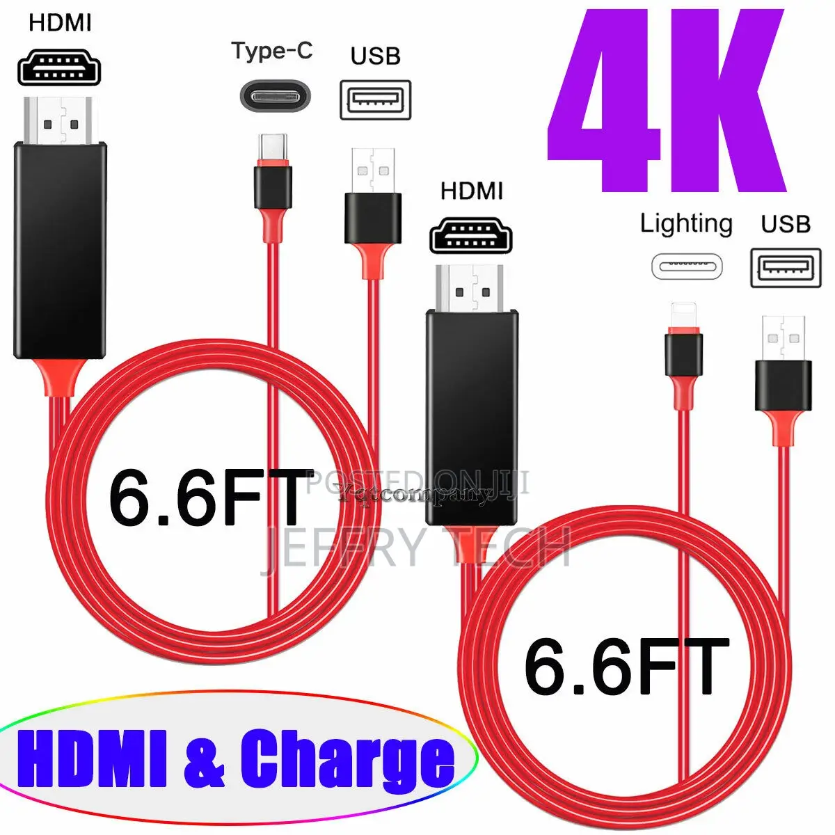 For Apple / Type C Phone to HDMI HDTV AV TV Adapter Cable Co