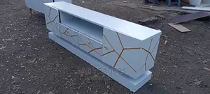 TV Stand -White Golden With LED