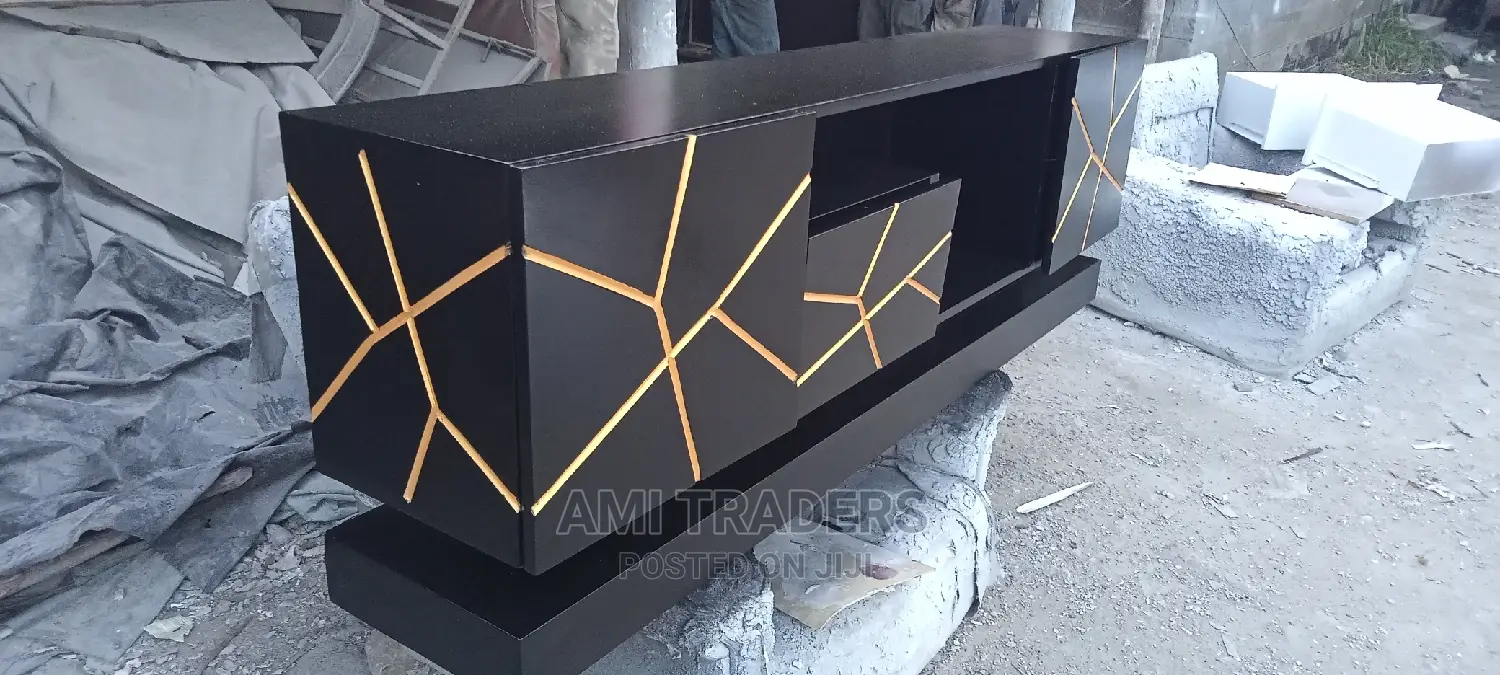 Golden TV Stand With LED (6ft)