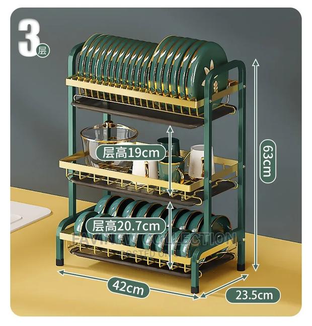 3 Tier Dish Rack With Cutlery Holder Chop Board Holder - thumbnail 2