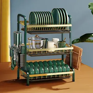 3 Tier Dish Rack With Cutlery Holder Chop Board Holder