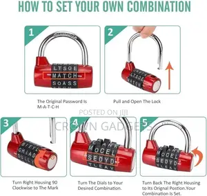 Secure 5 Dial Combination, Resettable Padlock