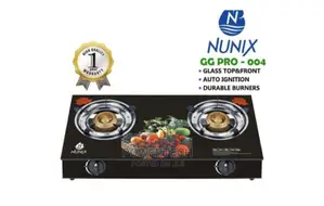 Nunix Glass Table Top Double Burner Gas Stove