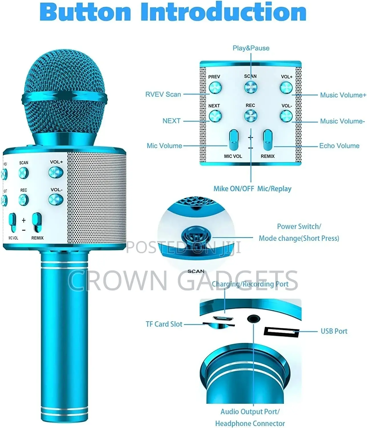 Karaoke Microphone Speaker KTV Player Mic Party -USA With Bl