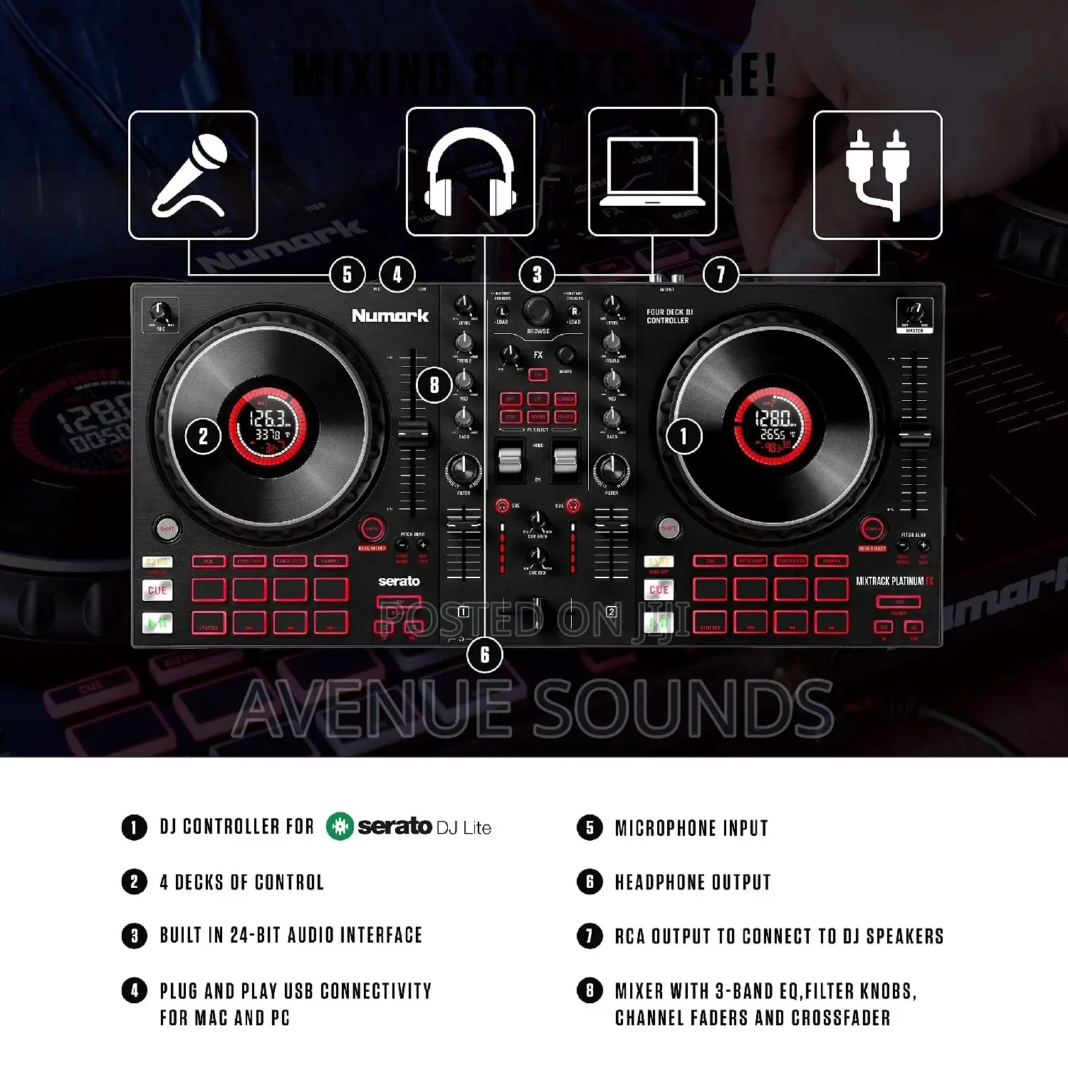 Numark Mixtrack Platinum FX DJ Controller, for Serato DJ