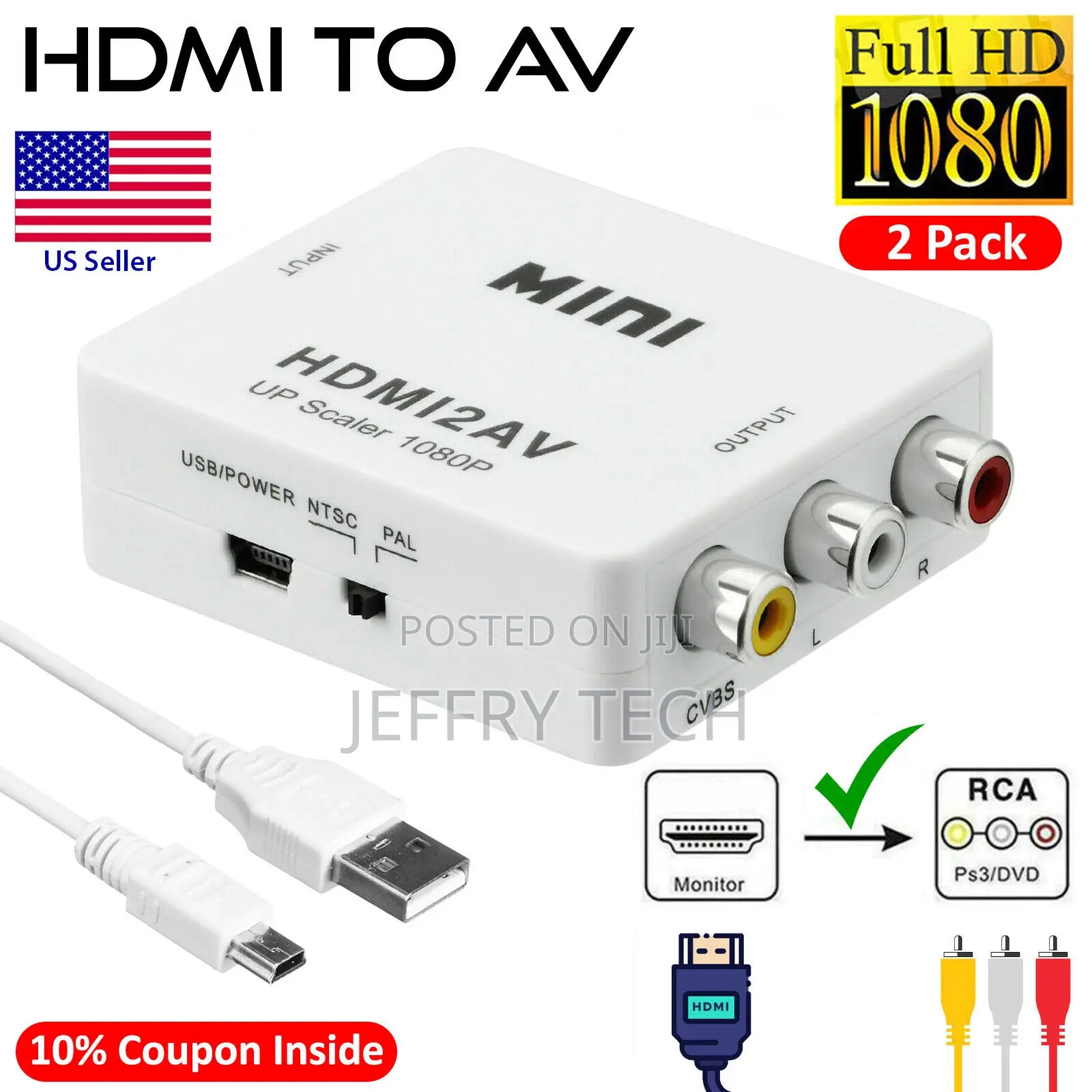 HDMI to AV Converter HD Adapter Hdmi to RCA