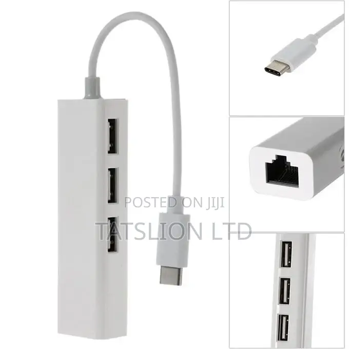 Type-C to Rj45 Ethernet Lan Adapter 3 Port USB