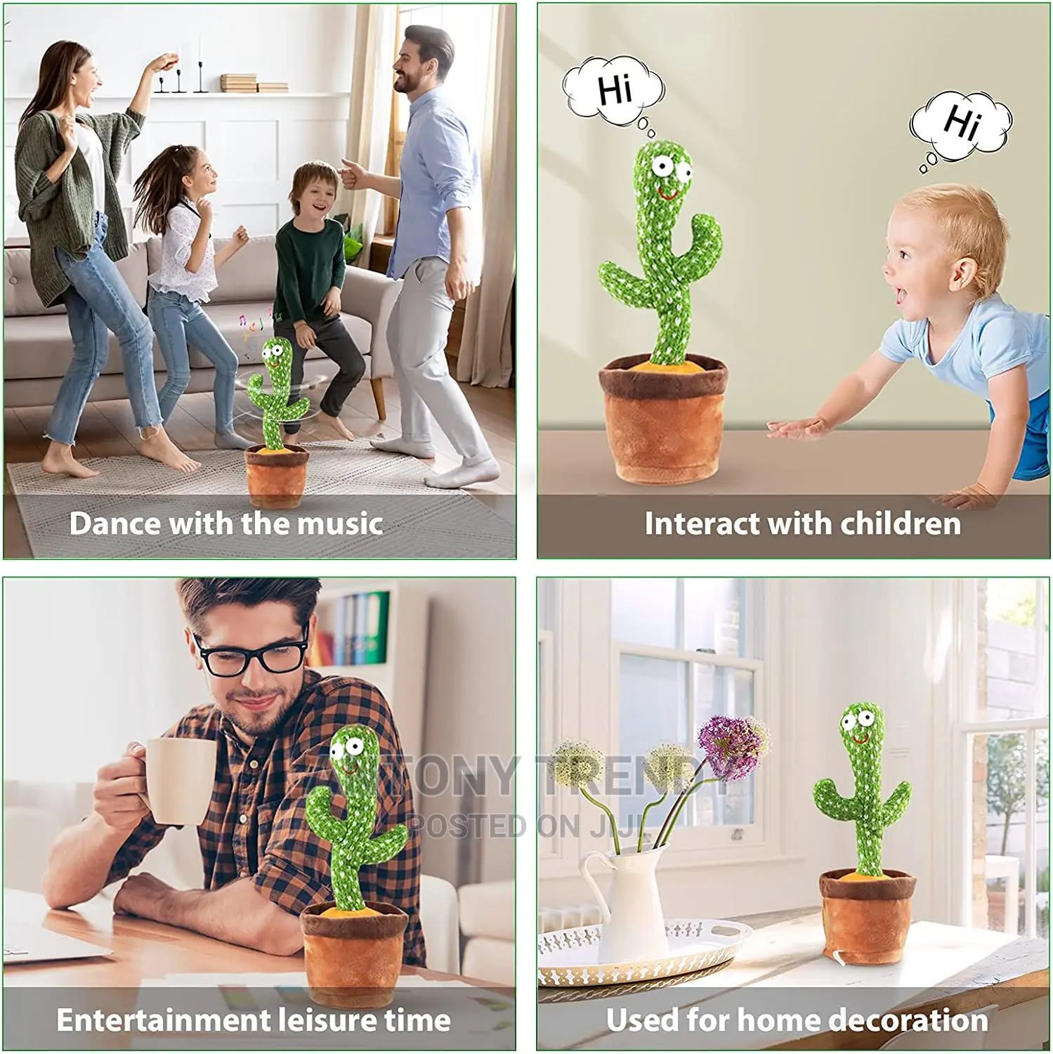Cactus Dancing Toy Plush Talking Singing Electronic Kids